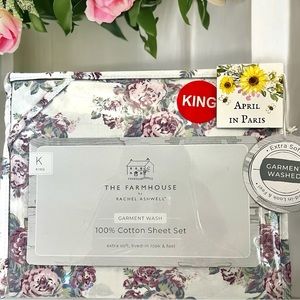 Rachel Ashwell THE FARMHOUSE Shabby Chic Floral KING Sheets 100% Cotton